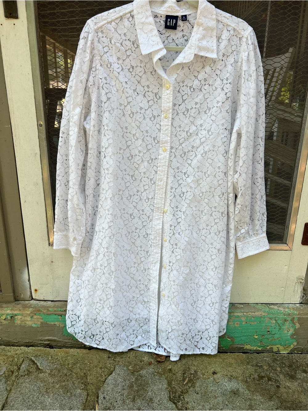 NWT GAP White Lace Button-Down Shirt Dress